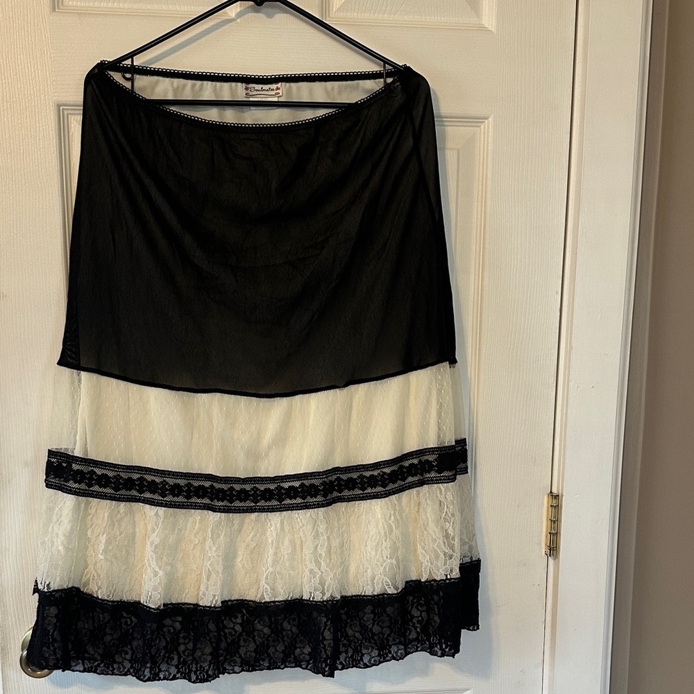 Soulmates Black and Cream Lace A-Line Skirt